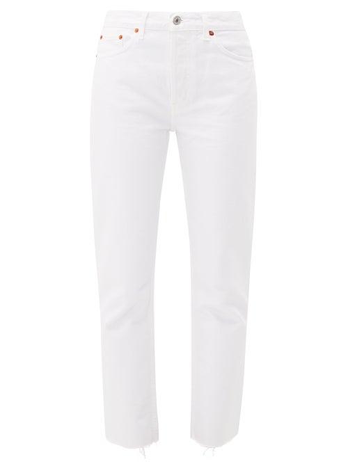 Matchesfashion.com Re/done Originals - Stove Pipe High Rise Straight Leg Jeans - Womens - White