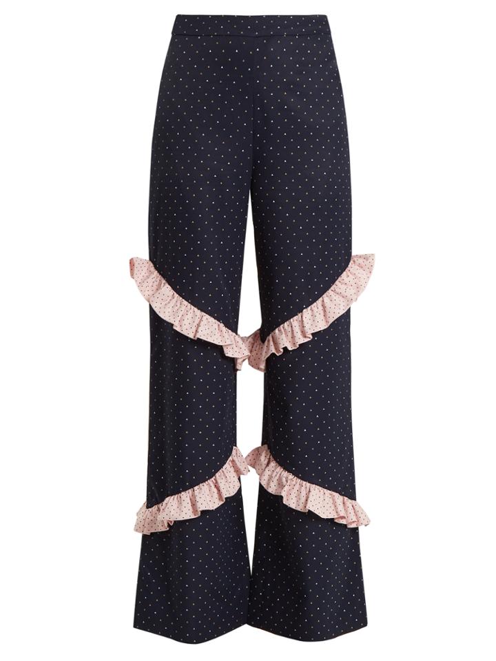 Huishan Zhang Elisa High-rise Ruffle-trimmed Trousers