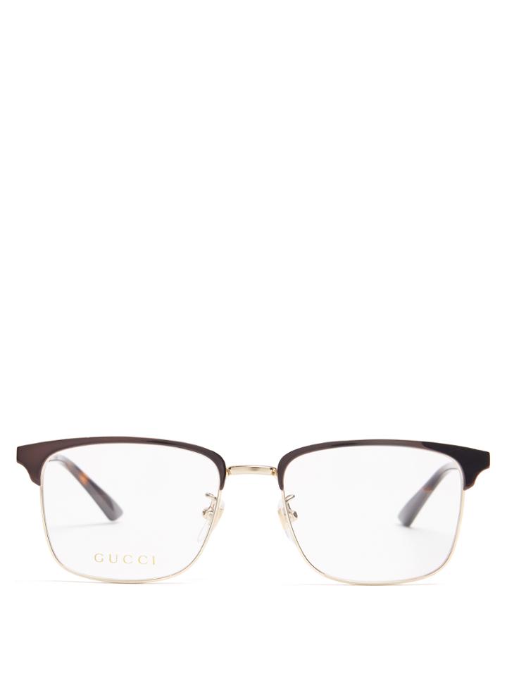 Gucci Rectangle-frame Acetate And Metal Glasses