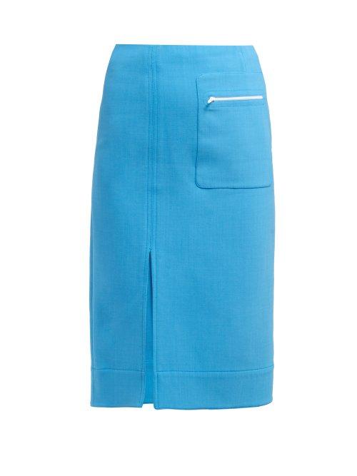 Matchesfashion.com Kwaidan Editions - Patch Pocket Double Faced Crepe Pencil Skirt - Womens - Blue