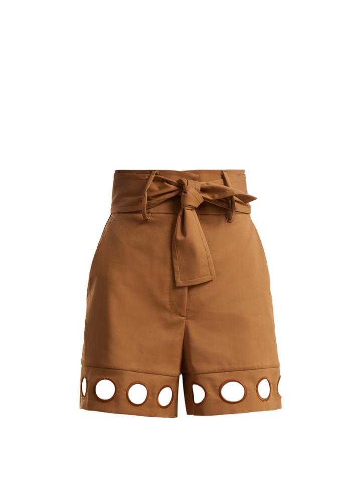 Sara Battaglia Cut-out Detail Cotton-blend Shorts