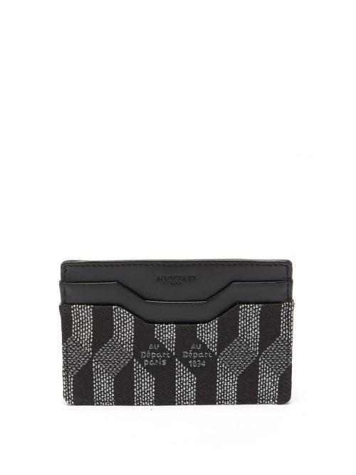 Au Depart - Metallic-jacquard And Leather Cardholder - Mens - Black Multi