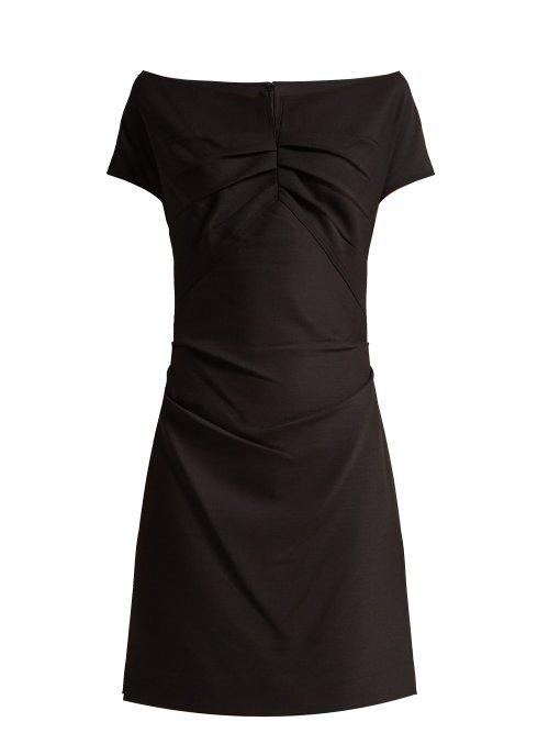 Matchesfashion.com Helmut Lang - Off The Shoulder Crepe Dress - Womens - Black