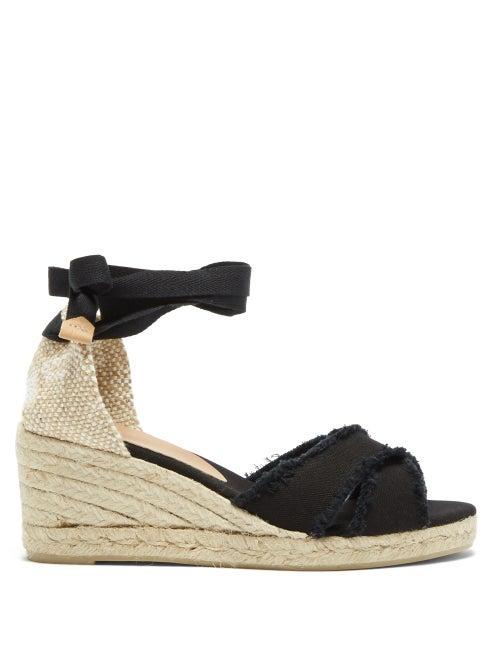 Matchesfashion.com Castaer - Bluma 60 Canvas & Jute Espadrille Wedges - Womens - Black