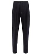 Giorgio Armani - Drawstring-waist Pleated Wool-flannel Trousers - Mens - Navy