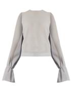 Osman Petra Round-neck Long-sleeved Wool-crepe Top