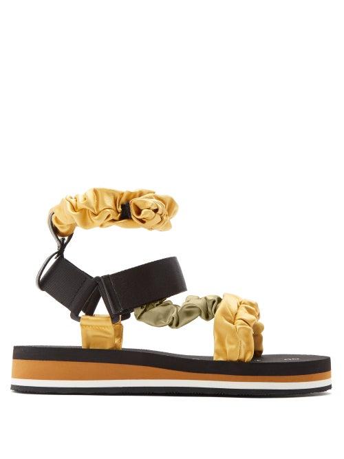 Matchesfashion.com Midnight 00 - Ruched Satin And Foam Sandals - Womens - Light Green