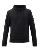 Mens Rtw Stone Island - Logo-patch Garment-dyed Cotton Hooded Sweatshirt - Mens - Black