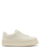 Ladies Shoes Jil Sander - Ribbed-sole Canvas Trainers - Womens - White