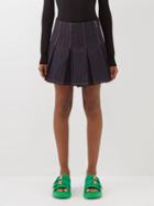 Bottega Veneta - Creased-denim Pleated Mini Skirt - Womens - Denim