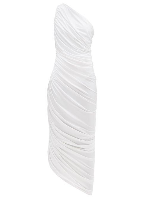 Matchesfashion.com Norma Kamali - Diana Asymmetric Gathered Jersey Dress - Womens - White