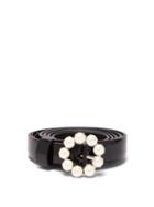 Matchesfashion.com Miu Miu - Flower Buckle Patent Leather Belt - Womens - Black