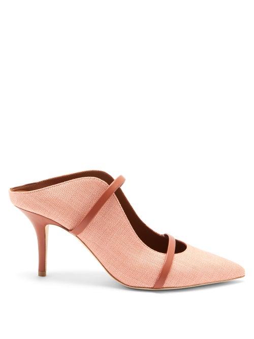 Matchesfashion.com Malone Souliers - Maureen Raffia And Leather Mules - Womens - Pink Multi