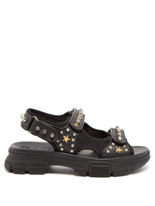 Matchesfashion.com Gucci - Aguru Stud Embellished Leather Sandals - Mens - Black