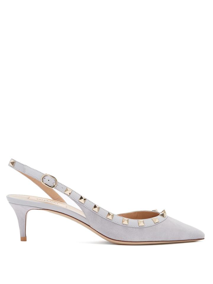 Valentino Rockstud Slingback Suede Pumps
