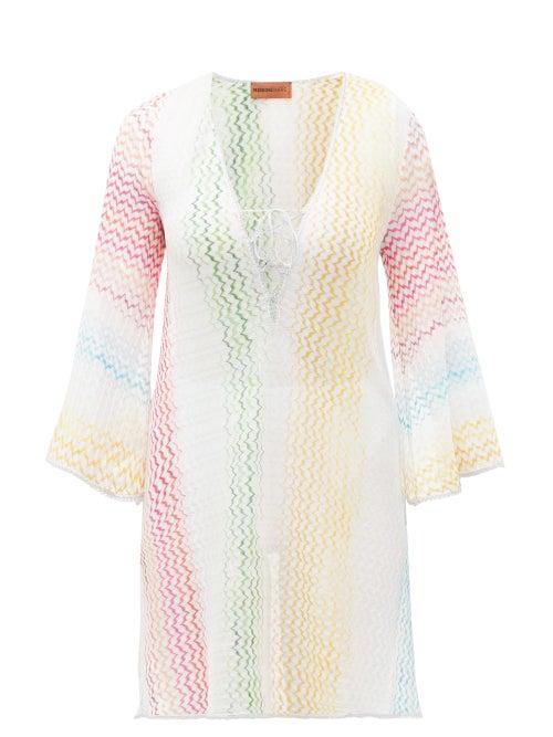 Matchesfashion.com Missoni Mare - Fluted Sleeve Zigzag Knitted Kaftan - Womens - Multi