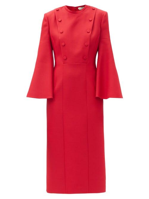Matchesfashion.com Fendi - Double-breasted Wool-blend Twill Pencil Dress - Womens - Red