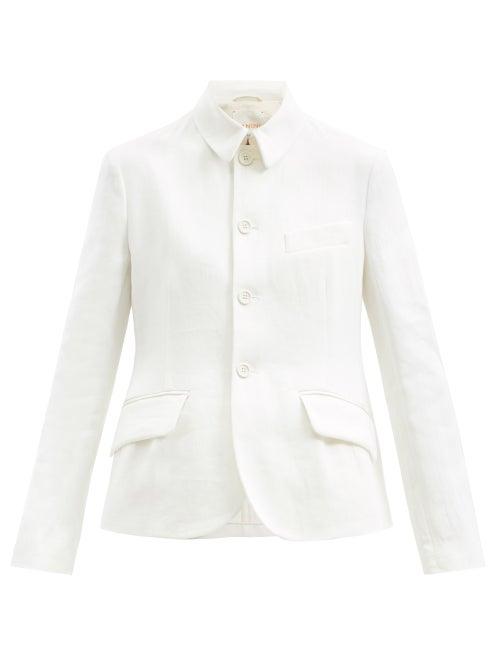 Matchesfashion.com Zanini - Single-breasted Linen-herringbone Jacket - Womens - Ivory