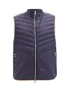 Matchesfashion.com Brunello Cucinelli - High-neck Quilted-shell Down Gilet - Mens - Navy