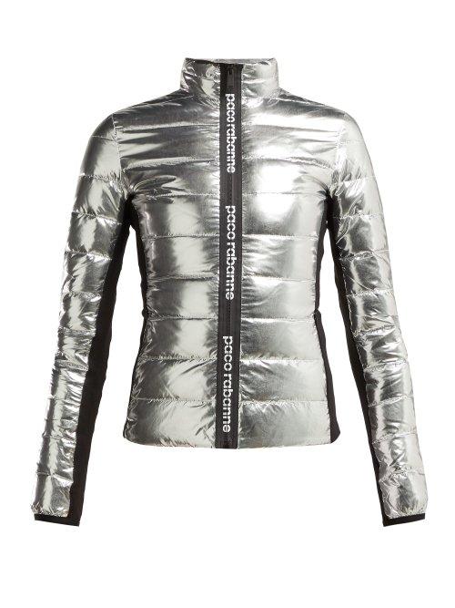 Matchesfashion.com Paco Rabanne - Bodyline Quilted Down Jacket - Womens - Silver