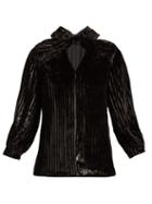 Matchesfashion.com Erdem - Zadie Striped Velvet Top - Womens - Black