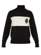Matchesfashion.com Ralph Lauren Purple Label - Logo Embroidered Cotton Blend Sweater - Mens - Black Multi