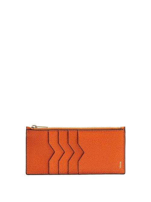 Matchesfashion.com Valextra - Vertical Grained Leather Cardholder - Mens - Orange