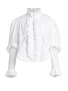 Natasha Zinko Ruffle And Lace-trimmed Cotton Blouse