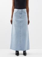 Agolde - Hilla Raw-hem Organic Denim Skirt - Womens - Light Blue