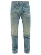 Rrl - Distressed Slim-leg Jeans - Mens - Blue