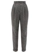 Matchesfashion.com Dolce & Gabbana - Houndstooth Wool-blend Tapered-leg Trousers - Womens - Grey Multi