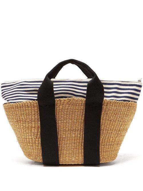 Matchesfashion.com Muu - George Striped Canvas And Straw Bag - Womens - Navy Multi