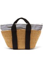 Matchesfashion.com Muu - George Striped Canvas And Straw Bag - Womens - Navy Multi