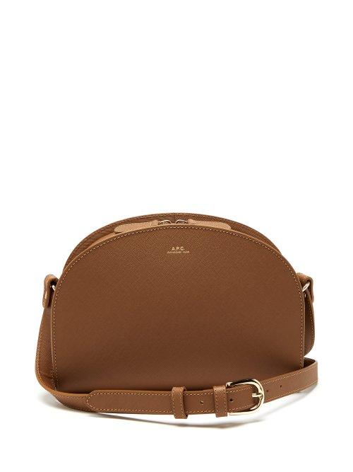 Matchesfashion.com A.p.c. - Half Moon Saffiano Leather Cross Body Bag - Womens - Light Tan