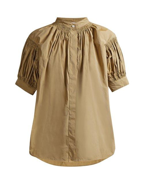Matchesfashion.com Jil Sander - Grandad Collar Smocked Top - Womens - Beige