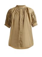 Matchesfashion.com Jil Sander - Grandad Collar Smocked Top - Womens - Beige