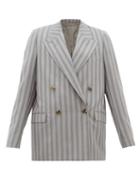 Matchesfashion.com Acne Studios - Janny Double-breasted Pinstriped Wool Jacket - Womens - Grey