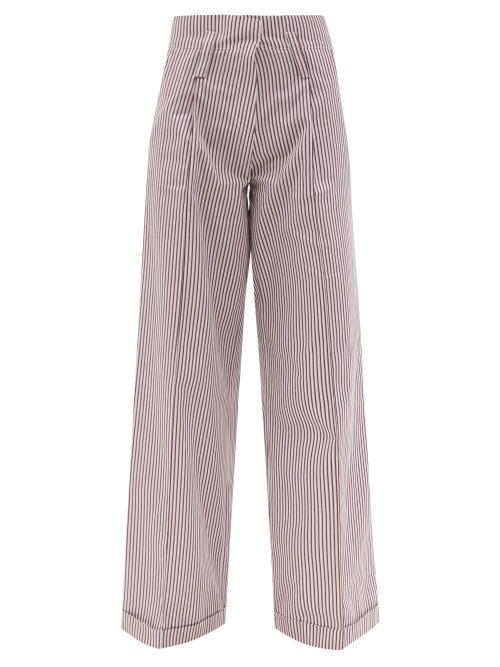 Matchesfashion.com Lug Von Siga - Maria Striped Cotton-canvas Trousers - Womens - Red Multi