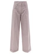 Matchesfashion.com Lug Von Siga - Maria Striped Cotton-canvas Trousers - Womens - Red Multi