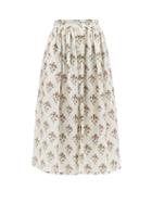 Matchesfashion.com Brock Collection - High-rise Floral-print Cotton-blend Skirt - Womens - White Print