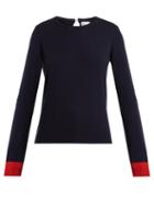 Matchesfashion.com Barrie - Flower Patches Cashmere Sweater - Womens - Navy Multi