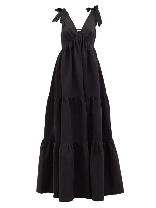 Matchesfashion.com Brock Collection - Raniera Tiered Cotton-blend Poplin Dress - Womens - Black