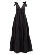 Matchesfashion.com Brock Collection - Raniera Tiered Cotton-blend Poplin Dress - Womens - Black