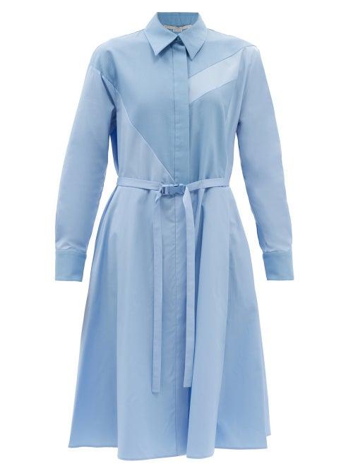 Stella Mccartney - Mia Cotton-poplin Midi Shirt Dress - Womens - Blue