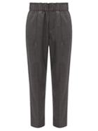 Matchesfashion.com Brunello Cucinelli - Cropped Wool Tapered Trousers - Womens - Dark Grey