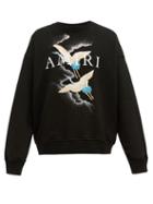 Matchesfashion.com Amiri - Crane Print Cotton Sweatshirt - Mens - Black Multi