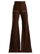 Matchesfashion.com Chlo - Wool Blend Flared Trousers - Womens - Dark Brown