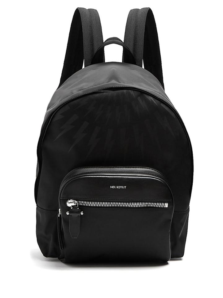 Neil Barrett Lightning-bolt Leather-trimmed Nylon Backpack