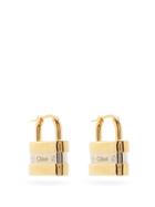 Matchesfashion.com Chlo - Colleen Logo-engraved Padlock Earrings - Womens - Silver Gold