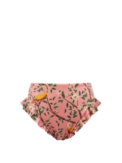 Agua By Agua Bendita - Jengibre High-rise Parrot-print Bikini Briefs - Womens - Pink Multi